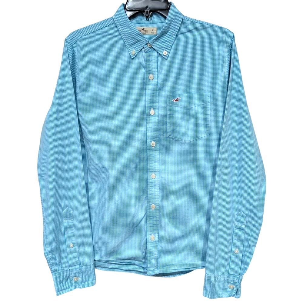 Hollister by Abercrombie & Fitch Blue and White Checkered Button Down sz M